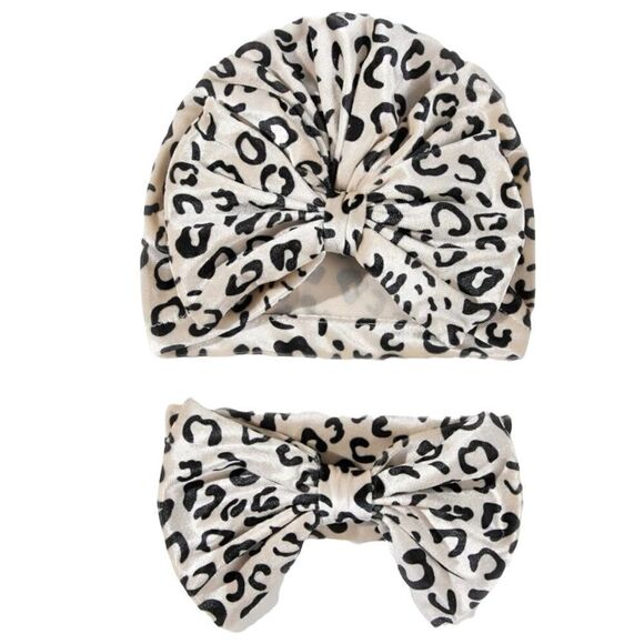 Baby Leopard Hat & Headband - Picture 1 of 4